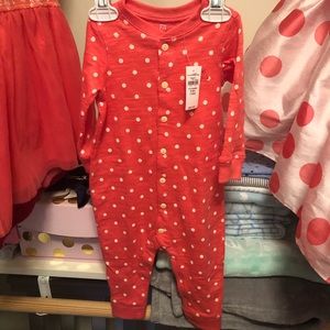 GAP pink polka dot onesie